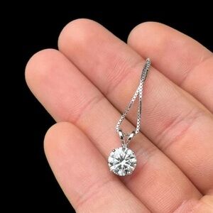 COPY - 2 Ct Round Cut VVS1/D Certified Moissanite Solitaire Pendant 18" Box Nec…